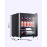 Kalamera KRC-40GE Mini réfrigérateur avec panneau de commande tactile, zone de refroidissement 5-18 °C, porte en verre en acier 