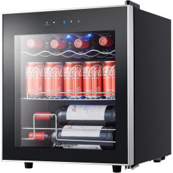 Kalamera KRC-40GE Mini réfrigérateur avec panneau de commande tactile, zone de refroidissement 5-18 °C, porte en verre en acier 