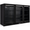Générique Arrière Bar Réfrigéré 3 Portes Battantes Vitrées – 297 L – Froid Ventilé – Température +2 °C à +8 °C – Inox – 6 Grille