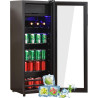 Merax Réfrigérateur autonome de 128 l avec réfrigérateur de 120 l + congélateur de 8 l, avec éclairage intérieur LED et étagères