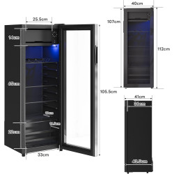 Merax Réfrigérateur autonome de 128 l avec réfrigérateur de 120 l + congélateur de 8 l, avec éclairage intérieur LED et étagères