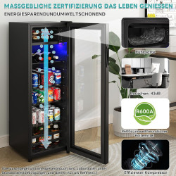 Merax Réfrigérateur autonome de 128 l avec réfrigérateur de 120 l + congélateur de 8 l, avec éclairage intérieur LED et étagères