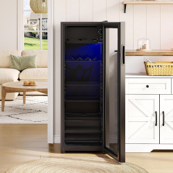 Merax Réfrigérateur autonome de 128 l avec réfrigérateur de 120 l + congélateur de 8 l, avec éclairage intérieur LED et étagères