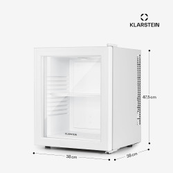 KLARSTEIN Brooklyn Mini Frigo de Chambre, Mini Bar, Refrigerateur Aliments, Boissons, Porte en Verre, Etagères Réglables, Petit 
