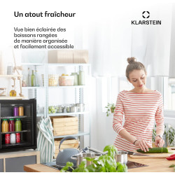Klarstein Petit Frigo de Chambre de 42L pour Snacks et Boissons, Top Silencieux, Mini Bar, Camping, Cosmetique, Refrigerateur av