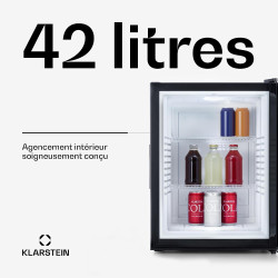 Klarstein Mini Frigo de Chambre de 42L pour Snacks et Boissons, Top Silencieux, Petit Bar, Camping, Cosmetique, Refrigerateur av