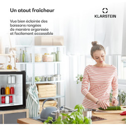 Klarstein Mini Frigo de Chambre de 42L pour Snacks et Boissons, Top Silencieux, Petit Bar, Camping, Cosmetique, Refrigerateur av