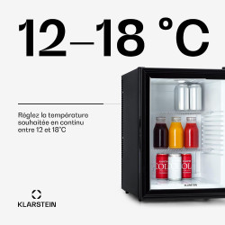Klarstein Mini Frigo de Chambre de 42L pour Snacks et Boissons, Top Silencieux, Petit Bar, Camping, Cosmetique, Refrigerateur av