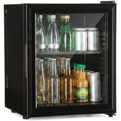 KLARSTEIN Brooklyn Mini Frigo de Chambre, Mini Bar, Refrigerateur Aliments, Boissons, Porte en Verre, Etagères Réglables, Petit 