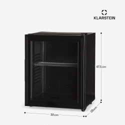 KLARSTEIN Brooklyn Mini Frigo de Chambre, Mini Bar, Refrigerateur Aliments, Boissons, Porte en Verre, Etagères Réglables, Petit 