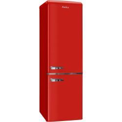 Amica Réfrigérateur autonome rétro avec congélateur - 244 l - Éclairage LED - Étagères en verre chromé - Grille à bouteilles - 1