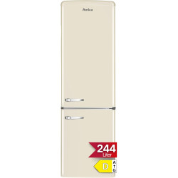 Amica kgcr 387 101 b retro réfrigérateur-congélateur, 181 cm de haut, 55 cm de large, 244 l/eek c/autonome, beige