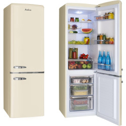 Amica kgcr 387 101 b retro réfrigérateur-congélateur, 181 cm de haut, 55 cm de large, 244 l/eek c/autonome, beige
