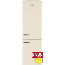Amica KGCR 387 109 B Retro Réfrigérateur-congélateur, 200 cm de haut, 60 cm de large, 330 l/EEK D/autonome/crème de café