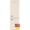 Amica KGCR 387 109 B Retro Réfrigérateur-congélateur, 200 cm de haut, 60 cm de large, 330 l/EEK D/autonome/crème de café