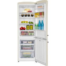 Amica KGCR 387 109 B Retro Réfrigérateur-congélateur, 200 cm de haut, 60 cm de large, 330 l/EEK D/autonome/crème de café