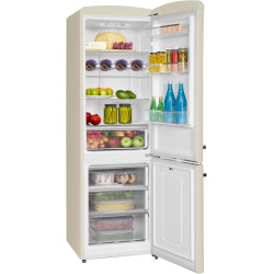 Amica KGCR 387 109 B Retro Réfrigérateur-congélateur, 200 cm de haut, 60 cm de large, 330 l/EEK D/autonome/crème de café