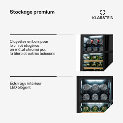 Klarstein caves à vin 18 bouteilles en pose libre - range-bouteille avec 2 zones de refroidissement, compresseur économique - po