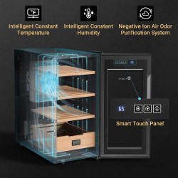 KingChii Cave à cigares électrique de 26 L avec système de contrôle de la température, armoire à cigares avec étagères en bois d