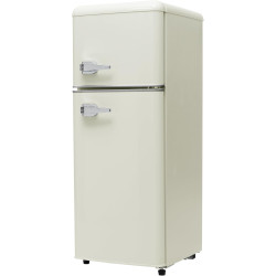 Merax Réfrigérateur à deux portes 92 litres - Congélateur 28 l - 105,5 cm de hauteur - LED - Étagères en verre réglables - 116 k
