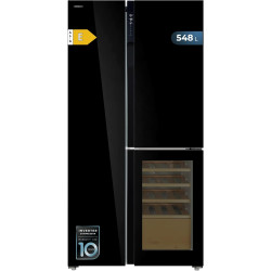 Cecotec réfrigérateur 3 portes bolero coolmarket tdw 548 noir glass e, classe e, 548l, design t door, compresseur inverter plus,