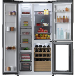 Cecotec réfrigérateur 3 portes bolero coolmarket tdw 548 noir glass e, classe e, 548l, design t door, compresseur inverter plus,