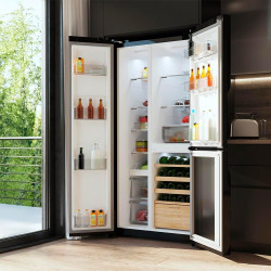 Cecotec réfrigérateur 3 portes bolero coolmarket tdw 548 noir glass e, classe e, 548l, design t door, compresseur inverter plus,