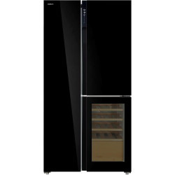 Cecotec réfrigérateur 3 portes bolero coolmarket tdw 548 noir glass e, classe e, 548l, design t door, compresseur inverter plus,