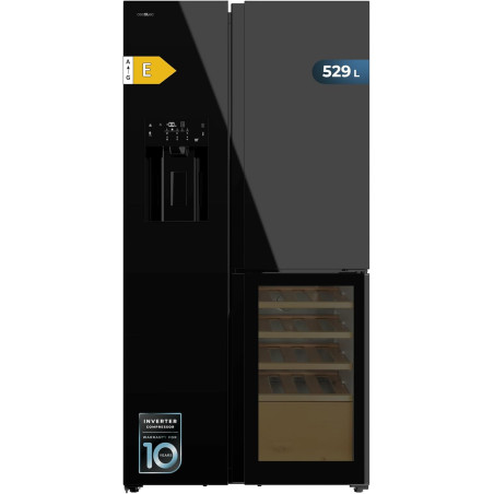 Cecotec réfrigérateur avec 3 portes bolero coolmarket tdw 529 wid noir glass e. réfrigérateur 3 portes noir, cave à vin, 529l, i