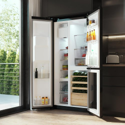Cecotec réfrigérateur avec 3 portes bolero coolmarket tdw 529 wid noir glass e. réfrigérateur 3 portes noir, cave à vin, 529l, i