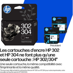 HP 302/304 Noir, Cartouche Encre Originale | Compatible avec les gammes d'imprimantes DeskJet 1110, 2130, Envy 4520, OfficeJet 3