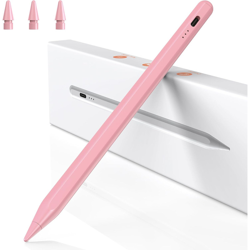 BAZO Stylet Compatible avec iPad 2018-2025, Stylet Magnétique Haute Précision, Recharge Rapide 15 Min, Rejet de Paume, Sensibili