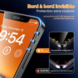 TAURI Lot de 2 Verre Trempé Pour iPhone 12,12 Pro | Sans Bulle, Film en Protection D'écran avec Outil d'Installation Facile,Dépo