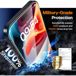 TAURI Lot de 2 Verre Trempé Pour iPhone 15 | Sans Bulle, Film en Protection D'écran avec Outil d'Installation Facile,Dépoussiéra