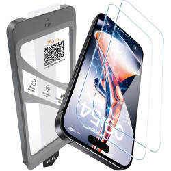 TAURI Lot de 2 Verre Trempé Pour iPhone 15 Pro | Sans Bulle, Film en Protection D'écran avec Outil d'Installation Facile,Dépouss