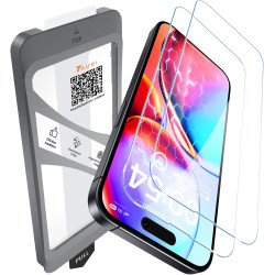 TAURI Lot de 2 Verre Trempé Pour iPhone 16 | Sans Bulle, Film en Protection D'écran avec Outil d'Installation Facile,Dépoussiéra