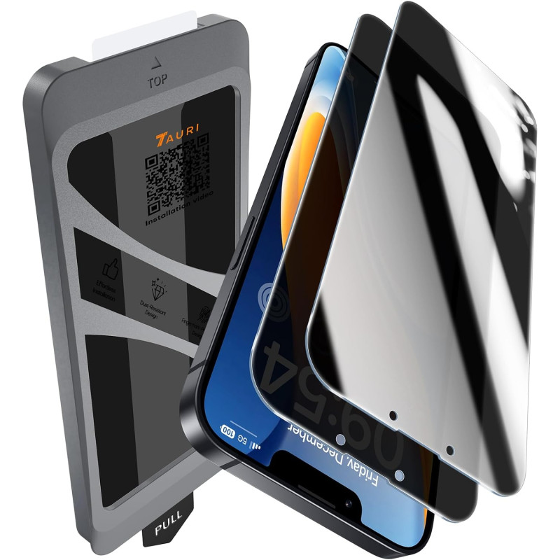 TAURI Lot de 2 Verre Trempé Anti-Espion Pour iPhone 13 | Privacy Film en Protection D'écran avec Outil d'Installation Facile,Dép