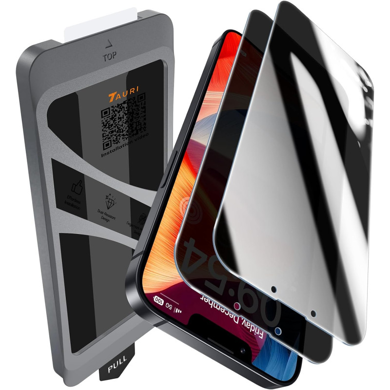 TAURI Lot de 2 Verre Trempé Anti-Espion Pour iPhone 13 Pro | Privacy Film en Protection D'écran avec Outil d'Installation Facile