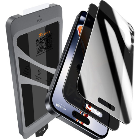 TAURI Lot de 2 Verre Trempé Anti-Espion Pour iPhone 15 Pro | Privacy Film en Protection D'écran avec Outil d'Installation Facile