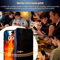 TAURI Lot de 2 Verre Trempé Anti-Espion Pour iPhone 15 Pro Max | Privacy Film en Protection D'écran avec Outil d'Installation Fa