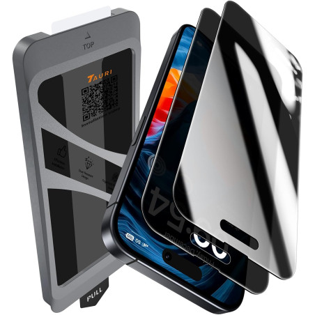 TAURI Lot de 2 Verre Trempé Anti-Espion Pour iPhone 16 Pro | Privacy Film en Protection D'écran avec Outil d'Installation Facile