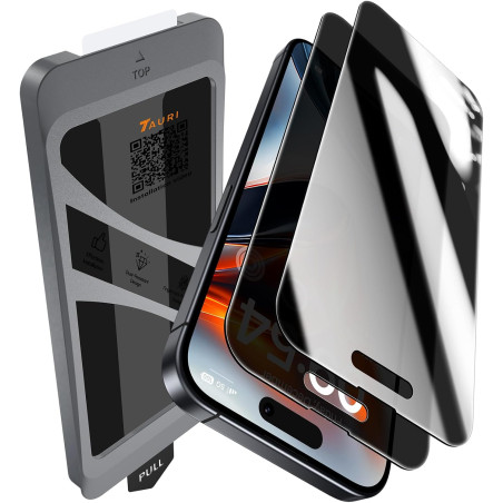 TAURI Lot de 2 Verre Trempé Anti-Espion Pour iPhone 16 Pro Max | Privacy Film en Protection D'écran avec Outil d'Installation Fa