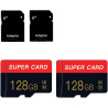 Lot de 2 cartes mémoire Micro SD de 128 Go Classe 10 haute vitesse avec adaptateur pour smartphone/appareil photo/tablette