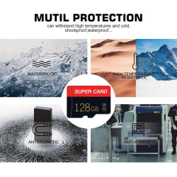 Lot de 2 cartes mémoire Micro SD de 128 Go Classe 10 haute vitesse avec adaptateur pour smartphone/appareil photo/tablette