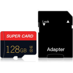 Lot de 2 cartes mémoire Micro SD de 128 Go Classe 10 haute vitesse avec adaptateur pour smartphone/appareil photo/tablette