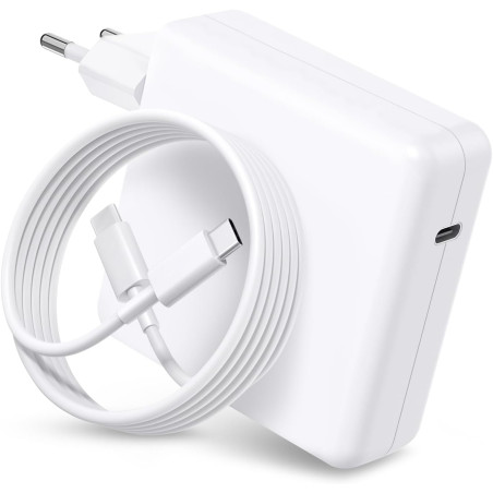 Chargeur USB-C Rapide 100 W Compatible avec MacBook Air Pro M1 M2 M3 M4, 13/14/15/16 Pouces, 14/16 Pouces Pro Max, Adaptateur de