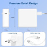 Chargeur USB-C Rapide 100 W Compatible avec MacBook Air Pro M1 M2 M3 M4, 13/14/15/16 Pouces, 14/16 Pouces Pro Max, Adaptateur de