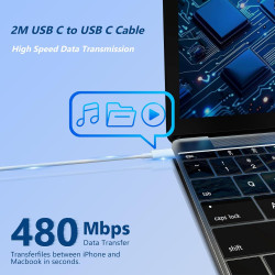 Chargeur USB-C Rapide 100 W Compatible avec MacBook Air Pro M1 M2 M3 M4, 13/14/15/16 Pouces, 14/16 Pouces Pro Max, Adaptateur de