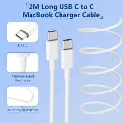 Chargeur USB-C Rapide 100 W Compatible avec MacBook Air Pro M1 M2 M3 M4, 13/14/15/16 Pouces, 14/16 Pouces Pro Max, Adaptateur de