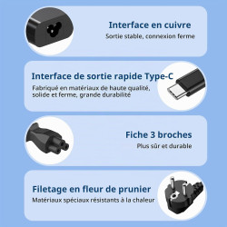 65W 45W Adaptateur Chargeur USB C Compatible avec Ordinateur Portable Dell Latitude 5420 5430 5520 5530 5540 7420 7430 7440 7390